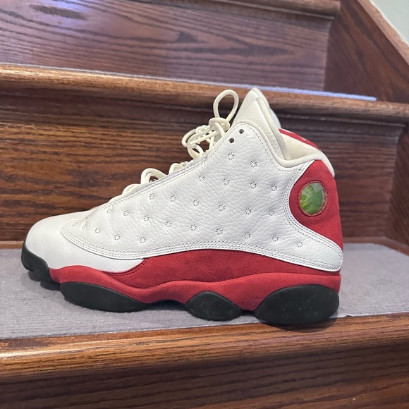 White and Red High-Top Sneakers